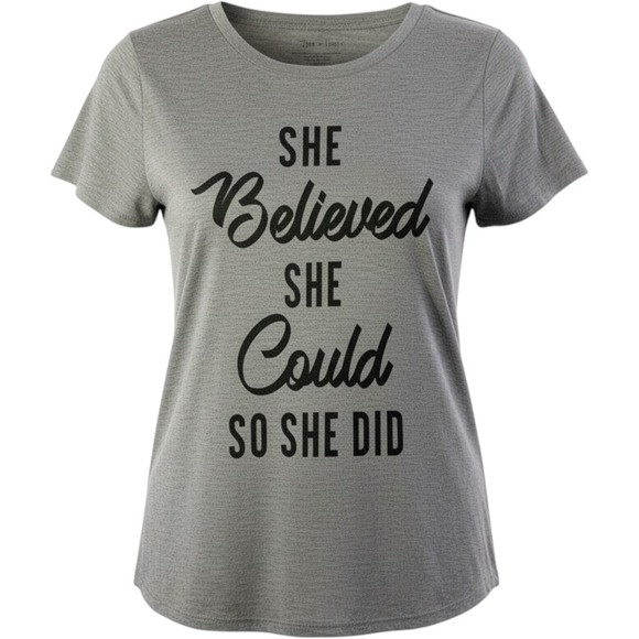 Zoe + Liv Tops - Zoe + Liv Womens Gray Graphic Tee‎ She Believed She Could So She Did Size M